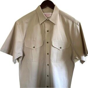Vtg CC Filson Men's Safari Shirt Short Sleeve Button Up USA Made  Size M Beige